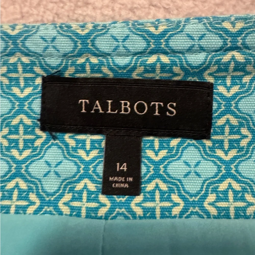 Talbots Aqua Patterned Mini Skirt